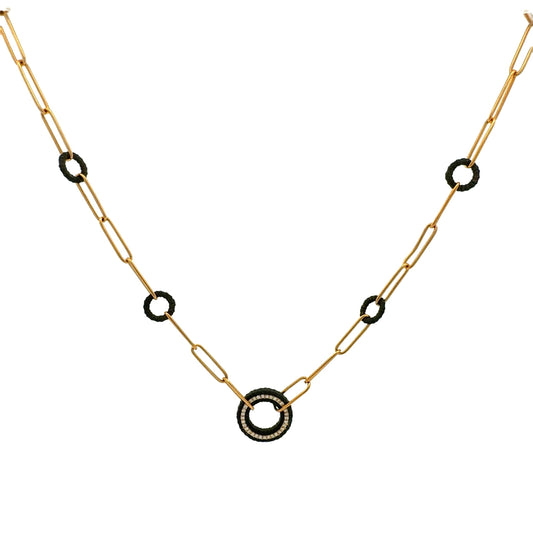 18K Yellow Gold Cobalt Chrome Diamond Link Necklace (0.35ct)