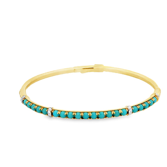 18k-yellow-gold-turquoise-diamond-bangle-bracelet-0-10ct-diamonds-