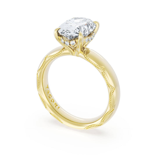 18K Yellow Gold Diamond Wide Hi-Polish Ring