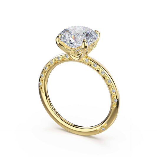 18K Yellow Gold Diamond Hi-Polish Ring