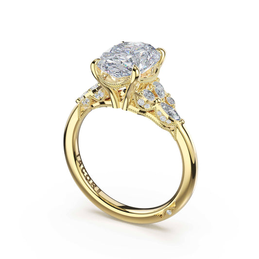 18K Yellow Gold Diamond Solid Bottom Ring