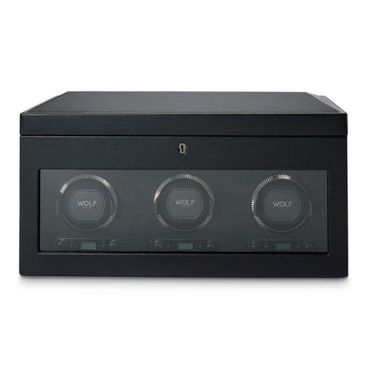 Wolf British Racing Triple Watch Winder with Storage 792302