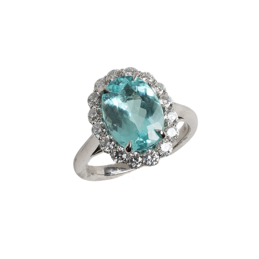 Platinum Diamond Paraiba Fashion Ring