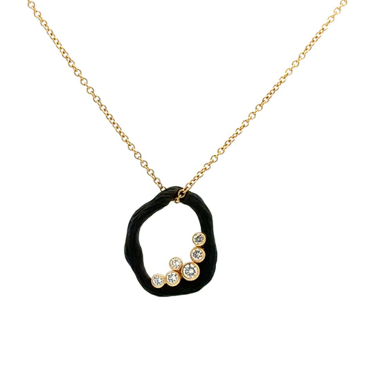 18K Yellow Gold Cobalt Chrome Diamond Necklace (0.17ct)