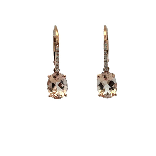 14K Rose Gold Morganite Drop Earrings (3.49ct)
