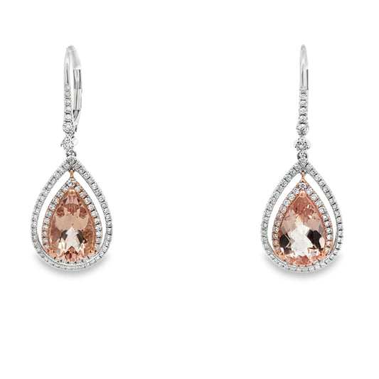 14K Tt Gold Morganite Drop Earrings (3.74ct)