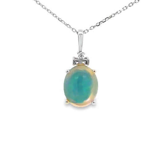 14K White Gold and Ethiopian Opal Pendant (1.97ct)