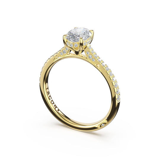 18K Yellow Gold Diamond Cathedral Ring