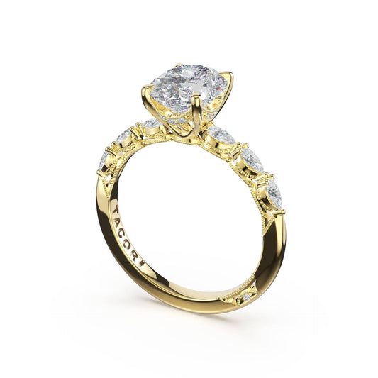 18K Yellow Gold Diamond Half-Way Ring