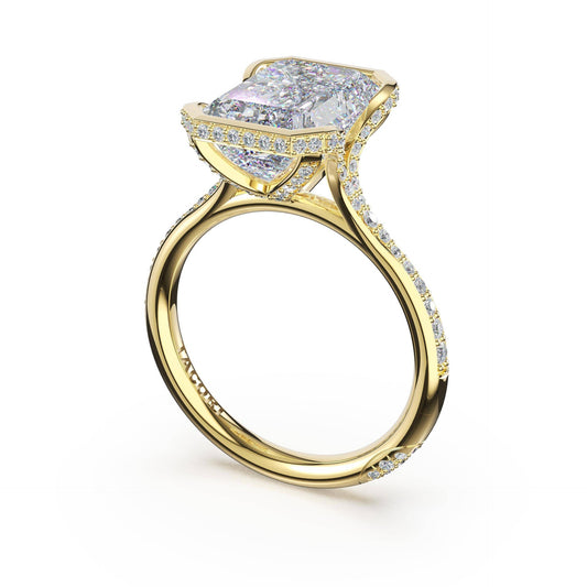 18K Yellow Gold Diamond Half-Way Ring
