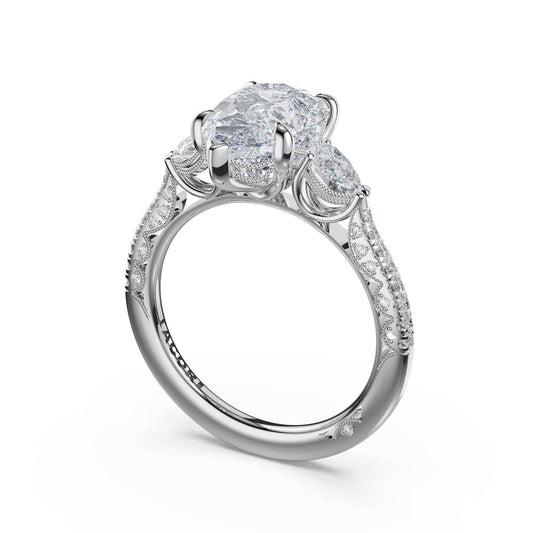 Platinum Diamond Pear Shape Half-Way Ring
