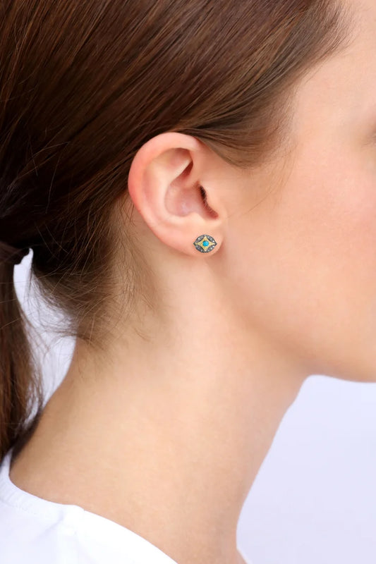 Turquoise Crivelli With Base Silver Stud Earring