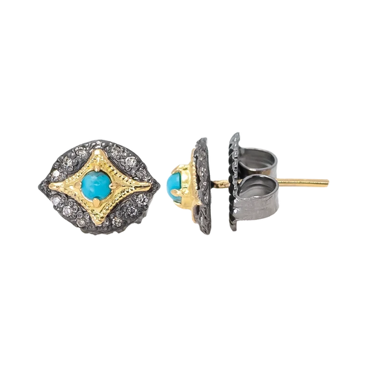Turquoise Crivelli With Base Silver Stud Earring