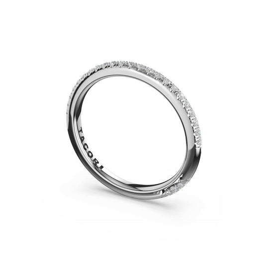 Platinum Diamond French PavÃ© Half-Way Ring
